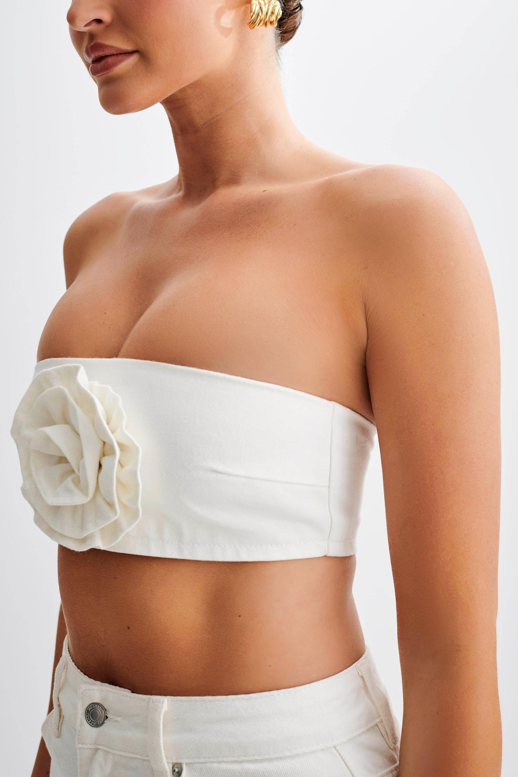 Samantha Rose Denim Bandeau - White Product Image