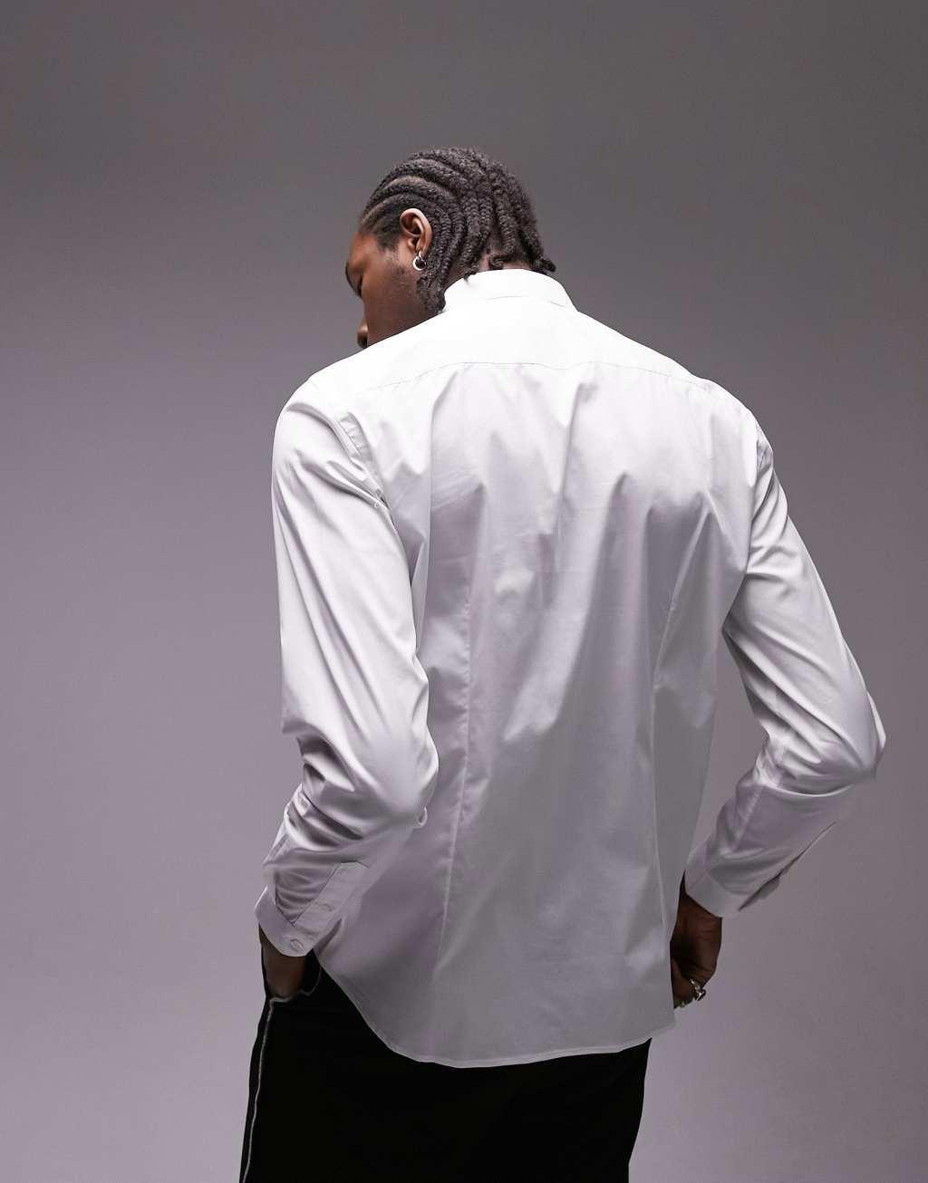 Topman smart shirt with stretch in white  Product Image