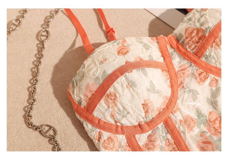 Floral Print Crop Bustier Top Product Image