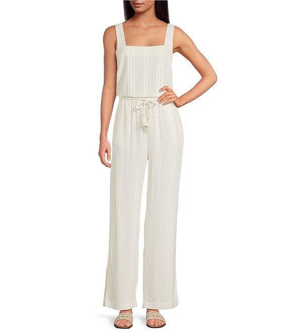 Cloth & Stone Linen Blend Button Back Knit Striped Scoop Sleeveless Coordinating Tank Product Image