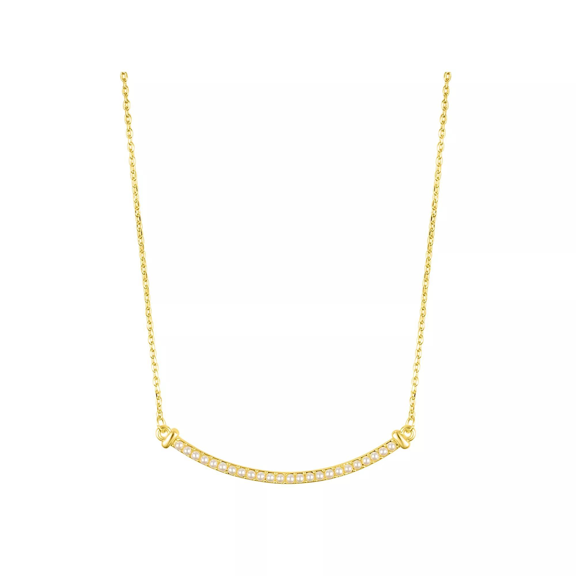 Adornia 14k Gold Tone Simulated Pearl Curved Bar Necklace, Women's, Size: 14-18" ADJ, White Product Image
