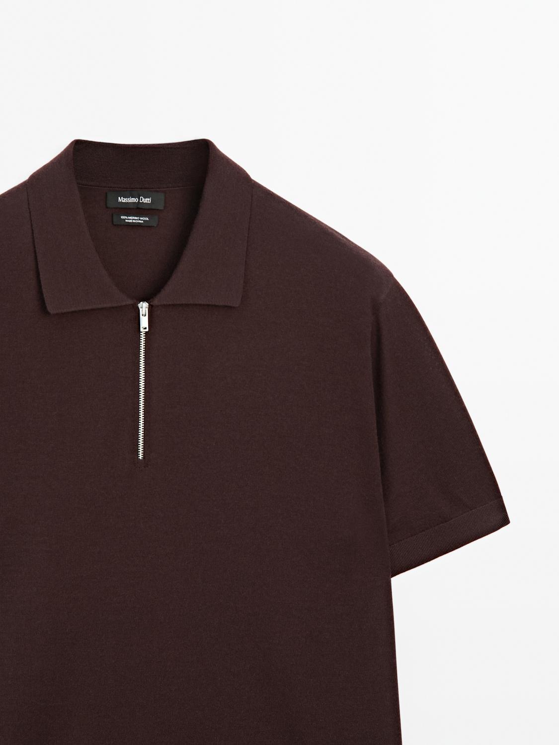 Knit polo shirt with zip collar Product Image