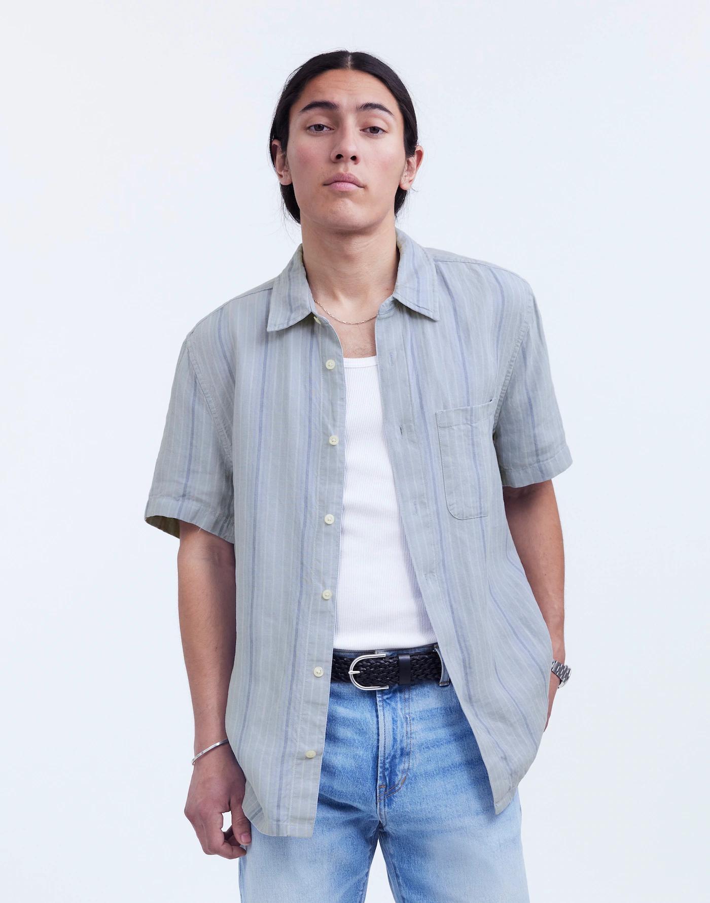 Easy Short-Sleeve Shirt in Linen Product Image