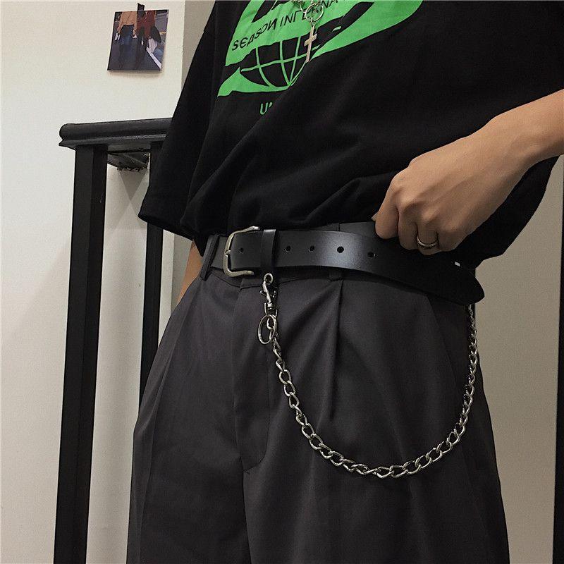 Faux Leather Belt With Chain Product Image