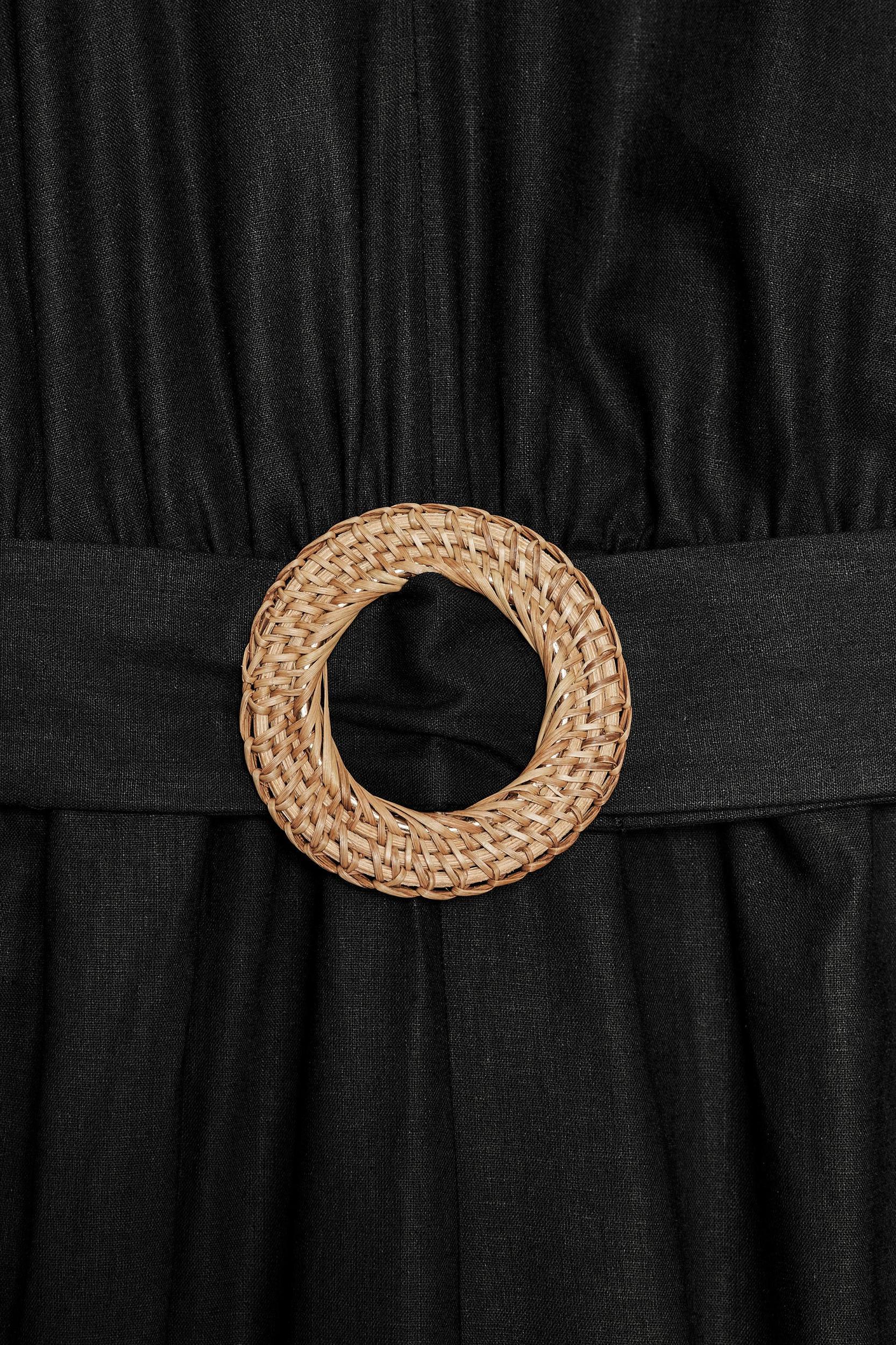 LINEN BELTED LONG JUMPSUIT Product Image
