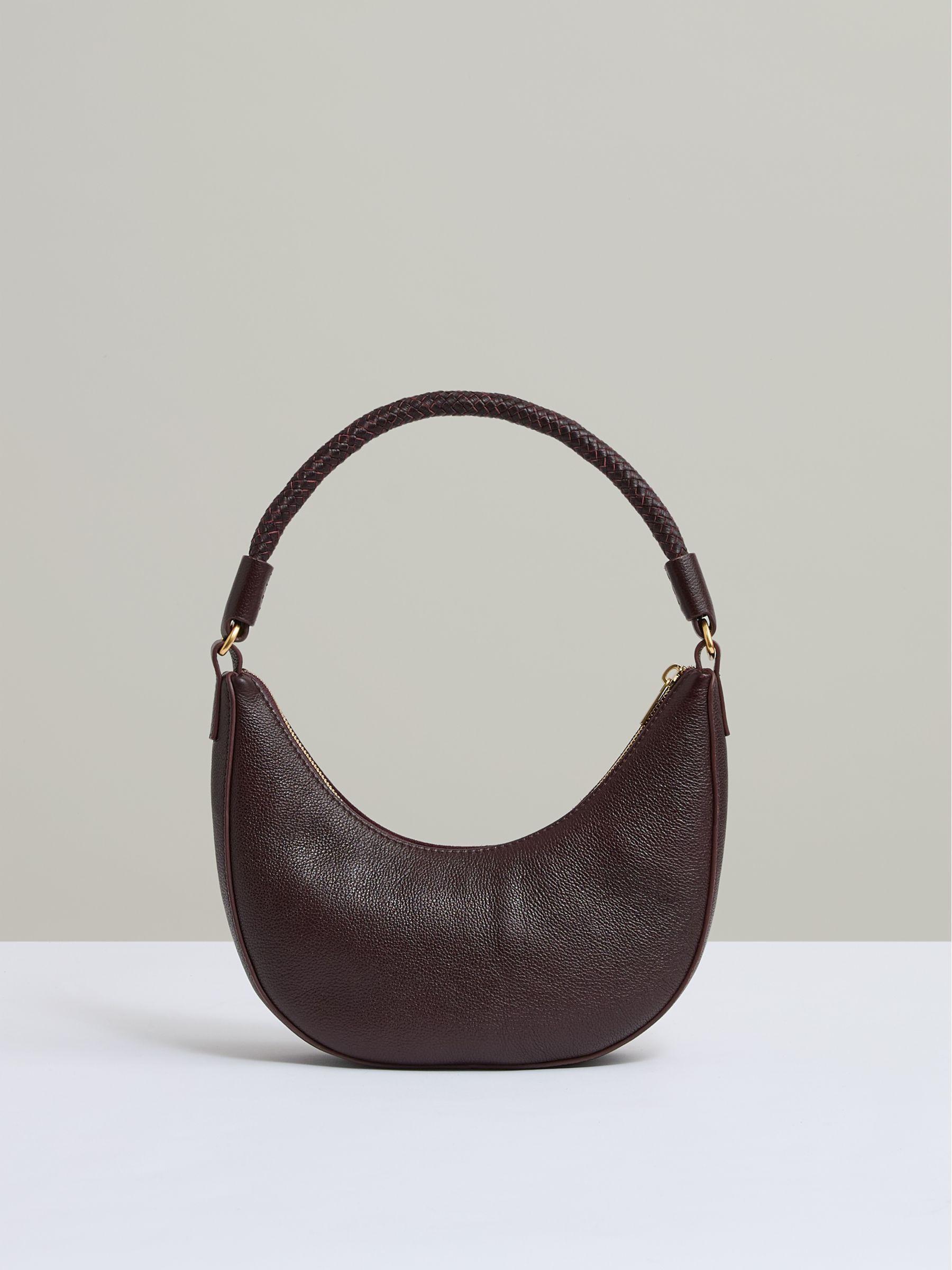 Suede And Leather Half-Moon Shoulder Bag in Oxblood Product Image