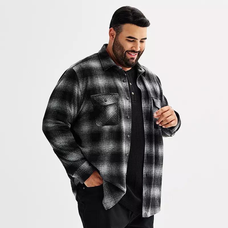 Big & Tall Sonoma Goods For Life® Long Sleeve Knit Button Down Shirt, Men's, Size: Medium Tall, Blue Plaid Product Image