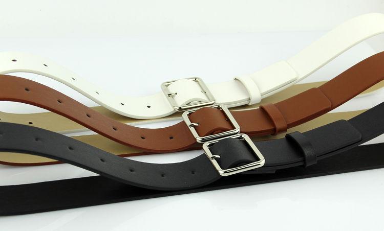 Square Buckle Faux Leather Belt Product Image