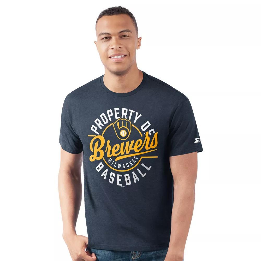 Men's Starter  Navy Milwaukee Brewers Prime Time Property Of T-Shirt, Size: Small, Blue Product Image