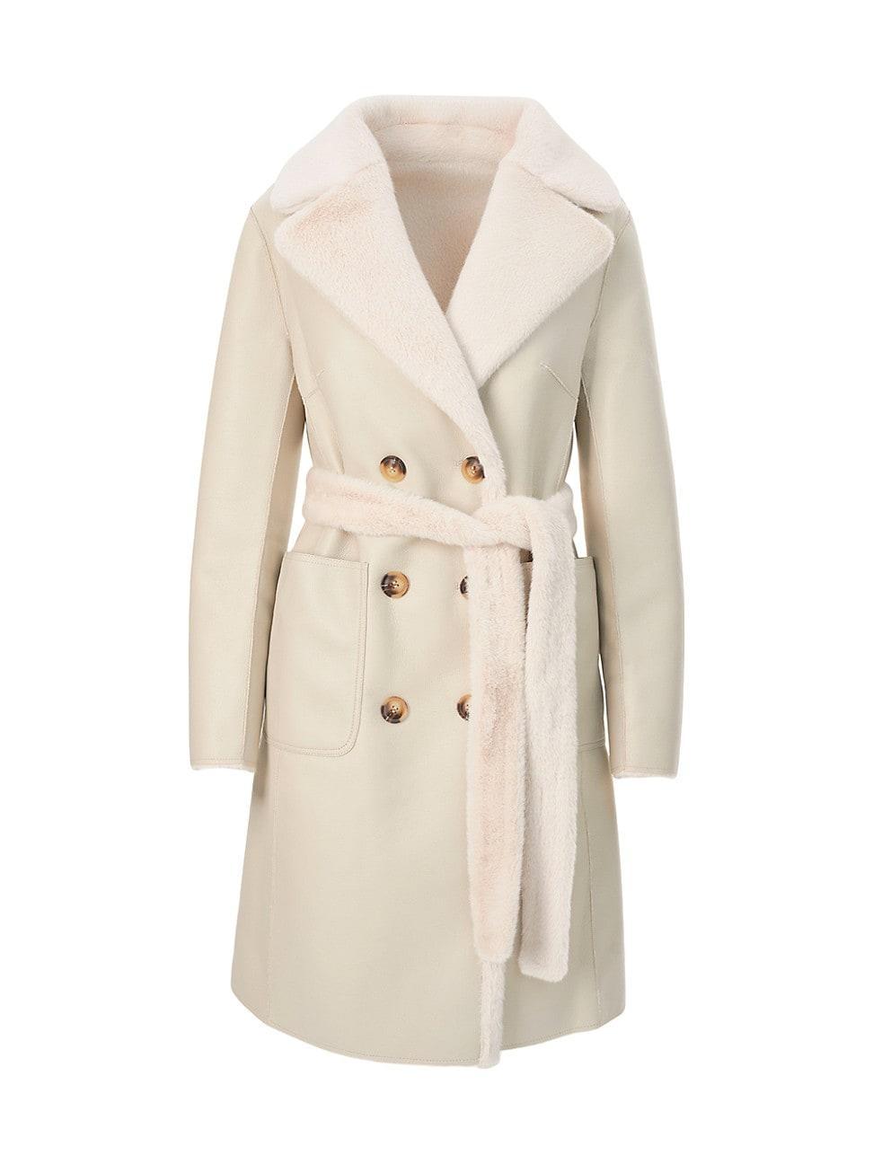 Abigail Reversible Faux-Shearling Peacoat with Belt Product Image