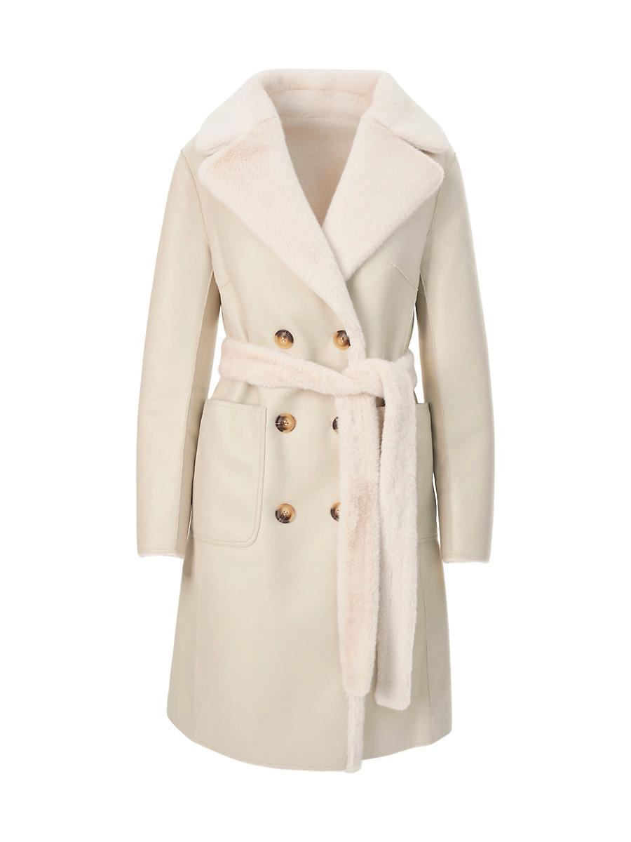 Abigail Reversible Faux-Shearling Peacoat with Belt Product Image