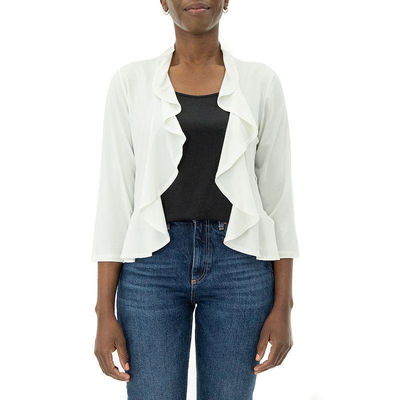 Women's Nina Leonard Draped Sheer Back Bolero, Size: XL, Ivory Product Image
