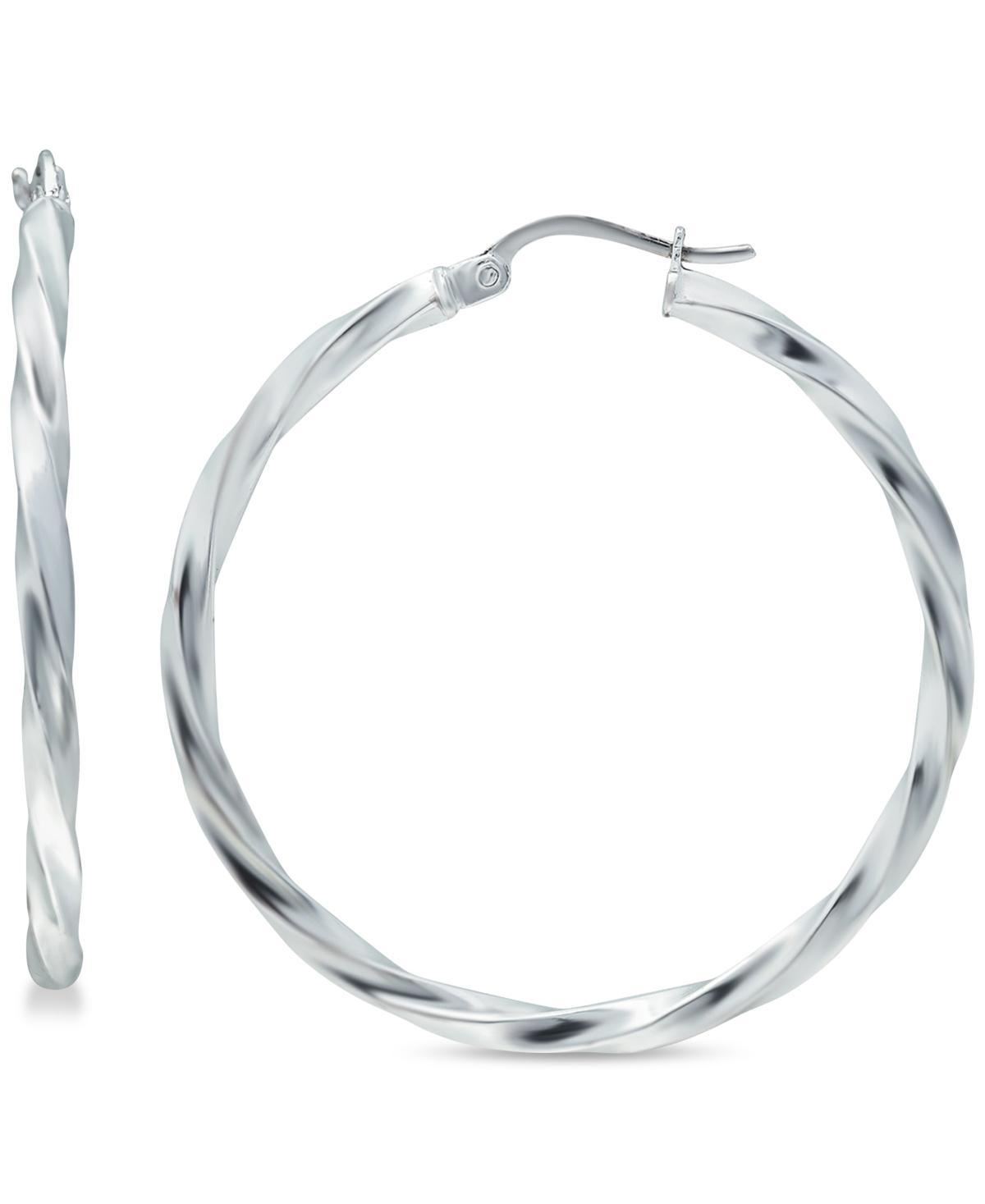 Aleure Precioso Sterling Silver Twist Hoop Earrings, Women's, Size: 20 mm Product Image
