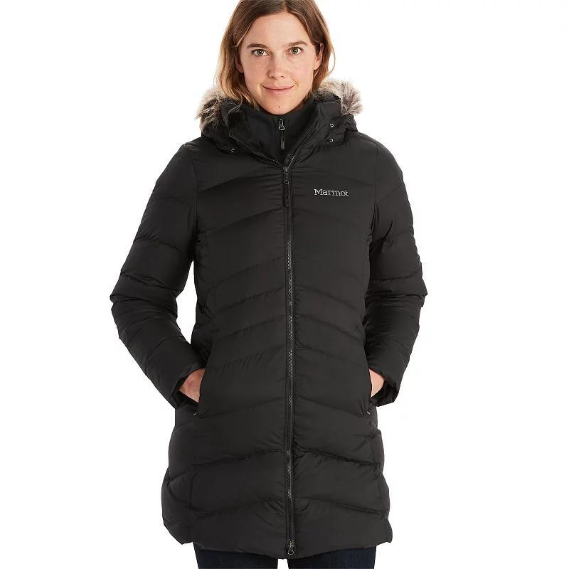 Women's Marmot Montreal Faux Fur Trimmed Removable Hood Down Parka, Size: XL, Black Product Image