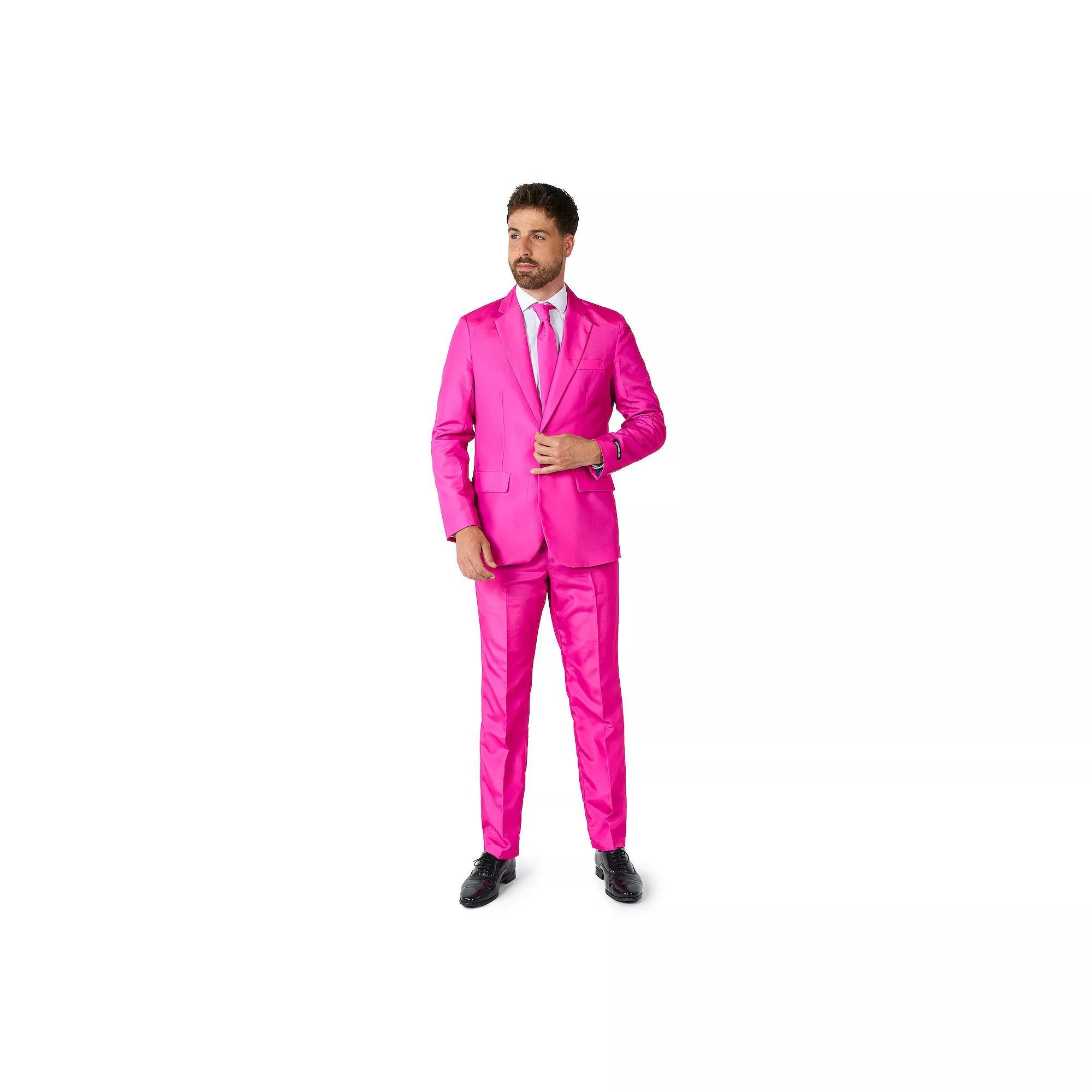 Men's Suitmeister Slim-Fit Solid Suit & Tie Set, Size: Large, Pink Product Image