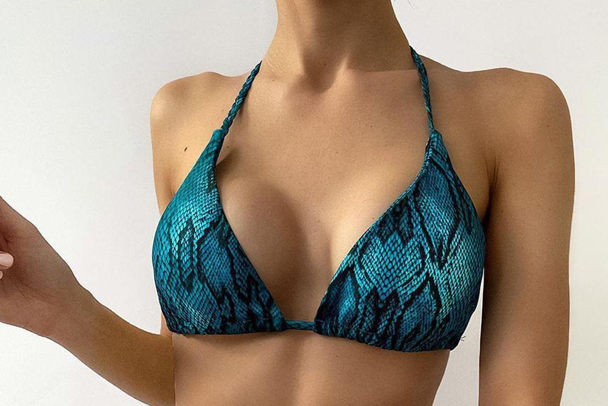 Halter Snakeskin Print Bikini Set Product Image
