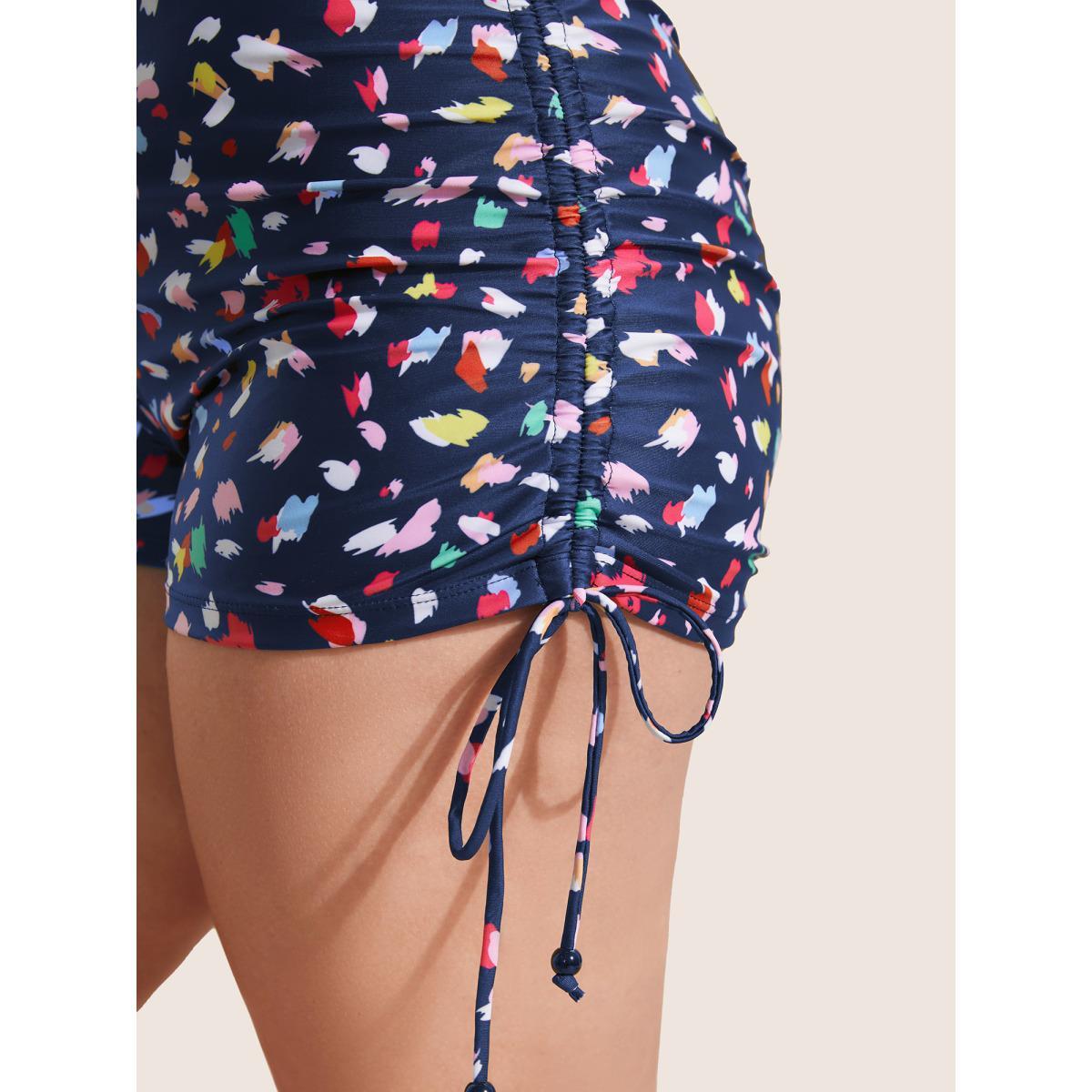 Plus Size Allover Print Drawstring Skinny Swim Bottom Women's Swimwear Aegean Beach Drawstring High stretch Skinny High Rise Curve Swim Bottoms BloomChic 10/M Product Image