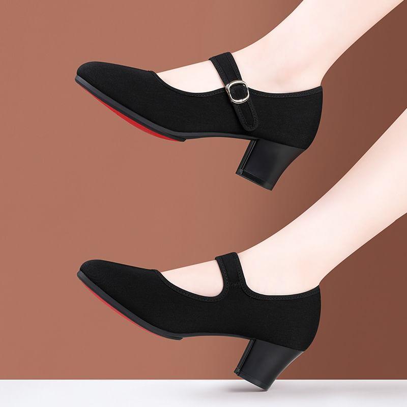 Block Heel Plain Mary Jane Pumps Product Image