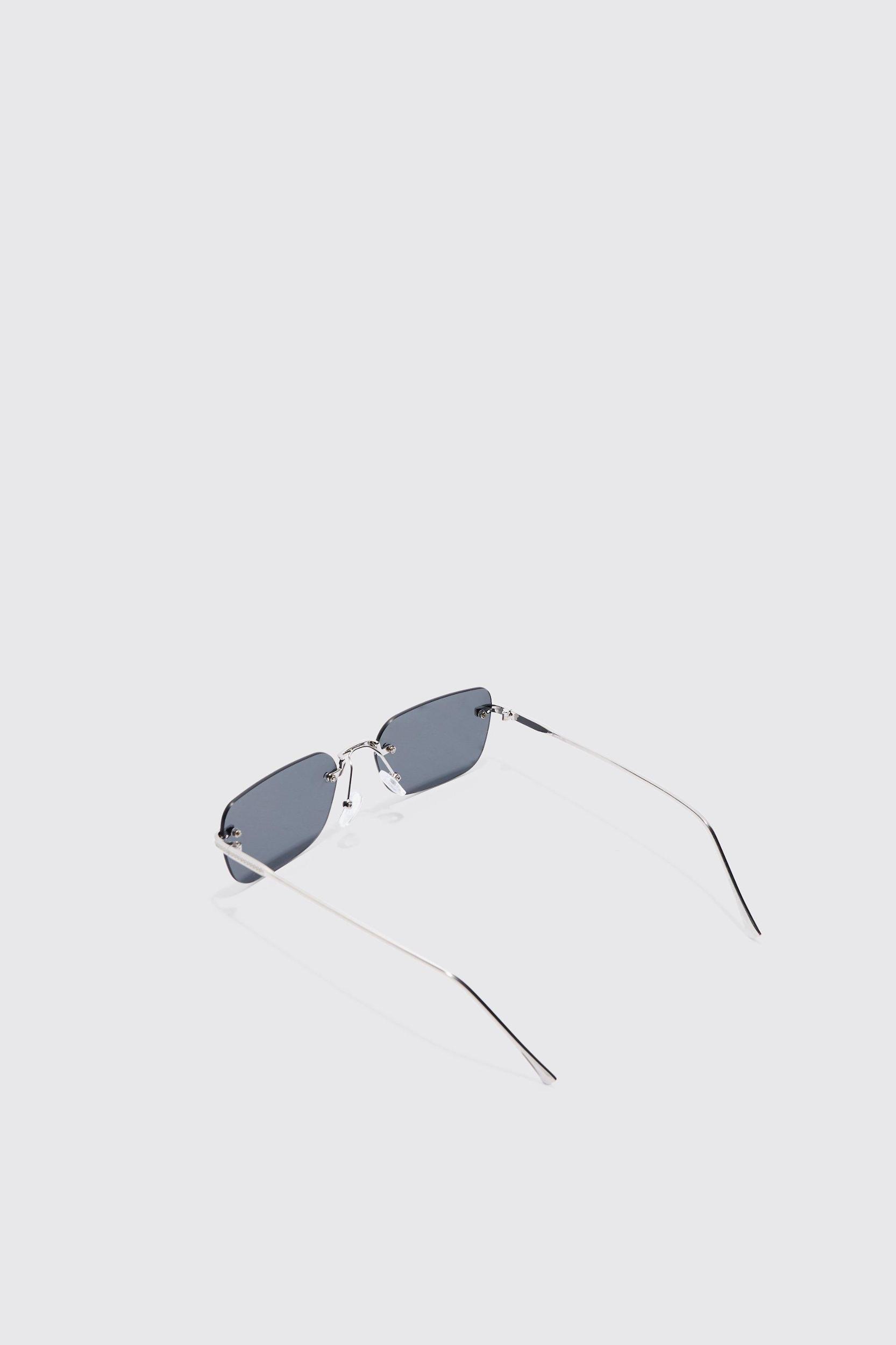 Rectangular Rimless Sunglasses | boohooMAN USA Product Image