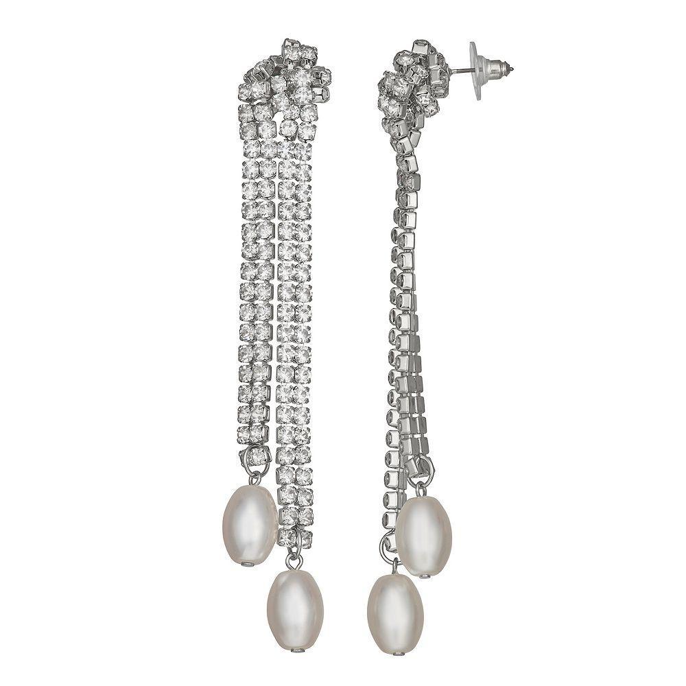 Simply Vera Vera Wang Knot Chain Linear Post Earrings, Women's, Silver Tone Product Image