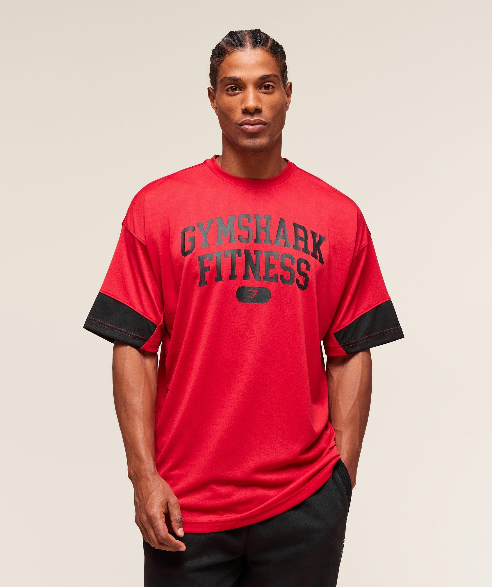 Gymshark Varsity Oversized T-Shirt - Conditioning Red Male Product Image