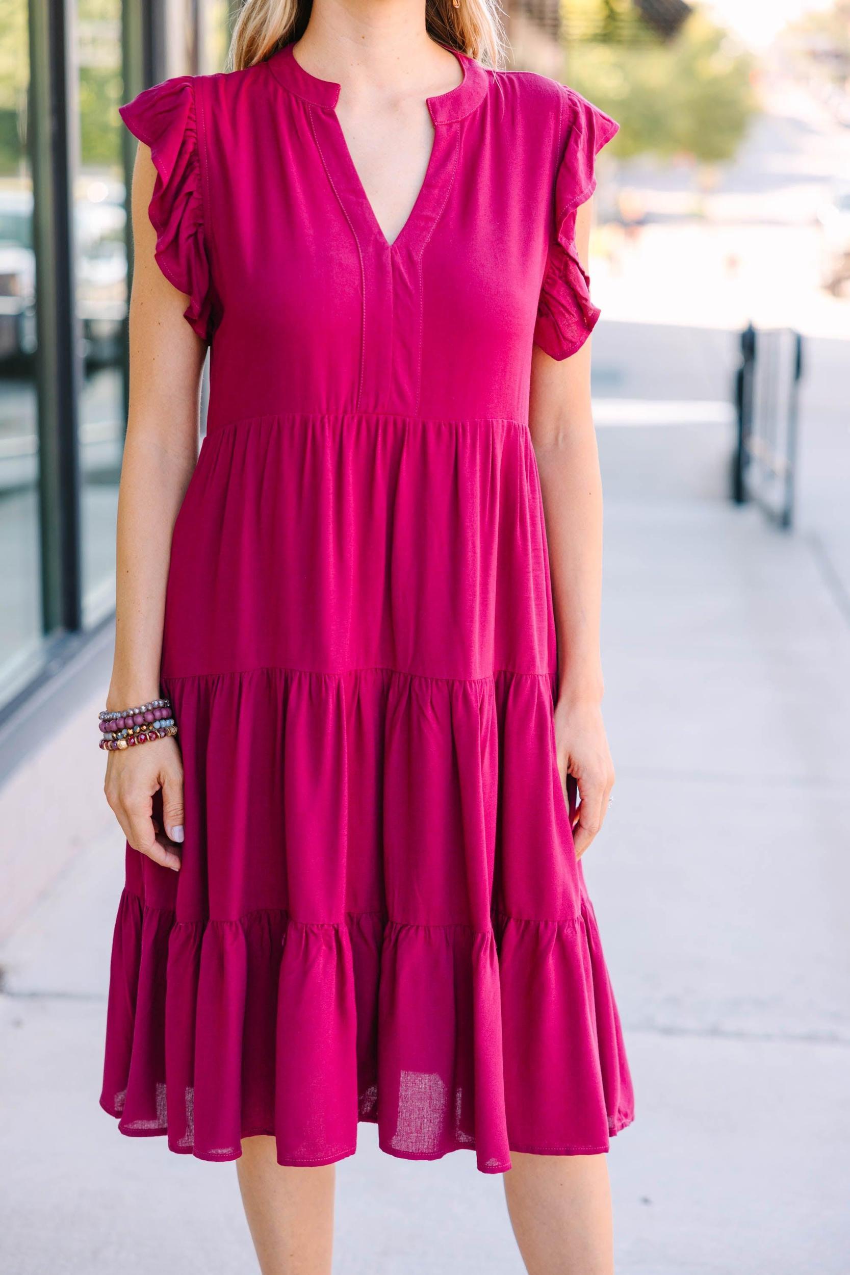 Make It Your Own Wine Red Tiered Dress Female Product Image