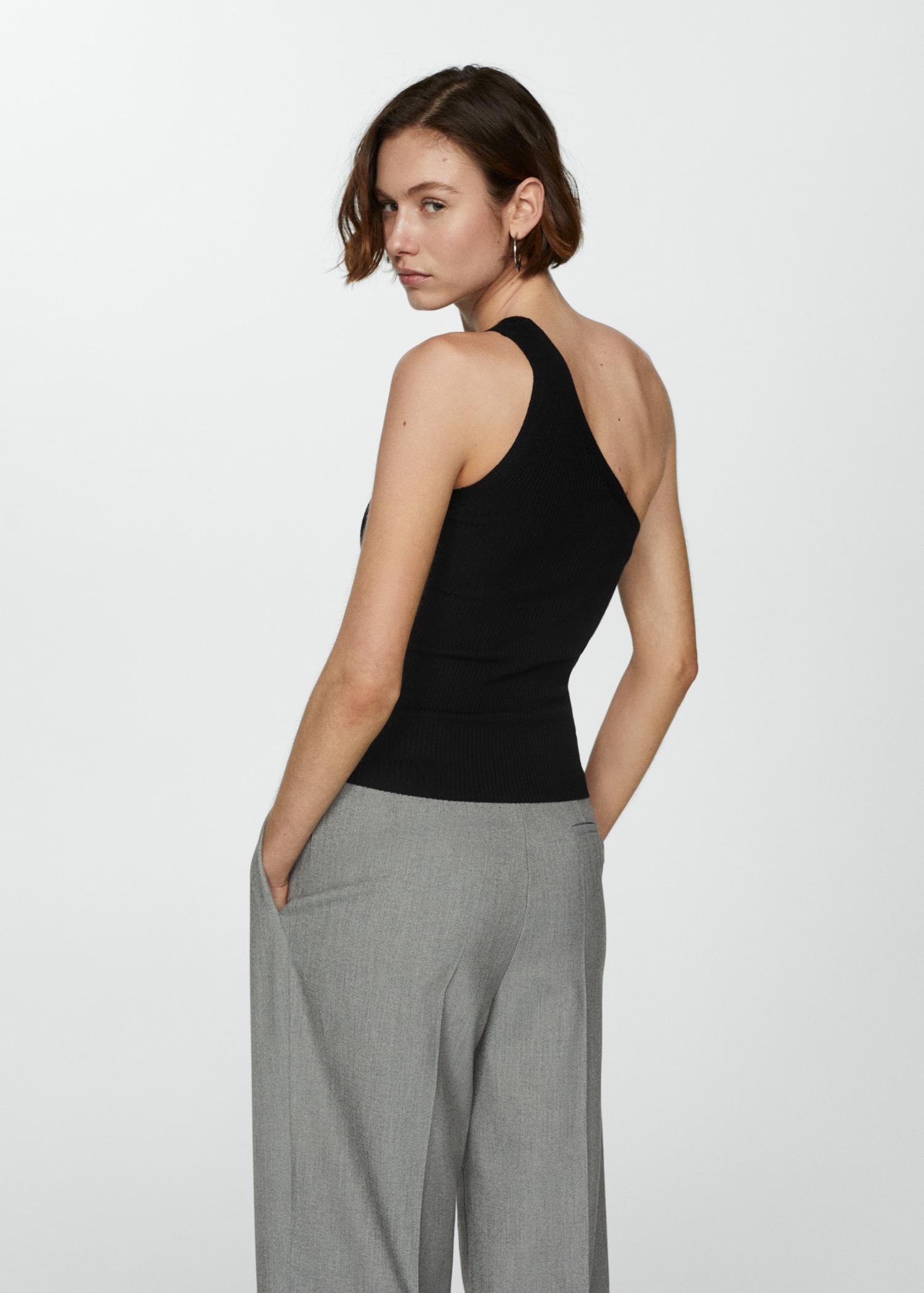 Knit asymmetric top - Women | MANGO USA Product Image