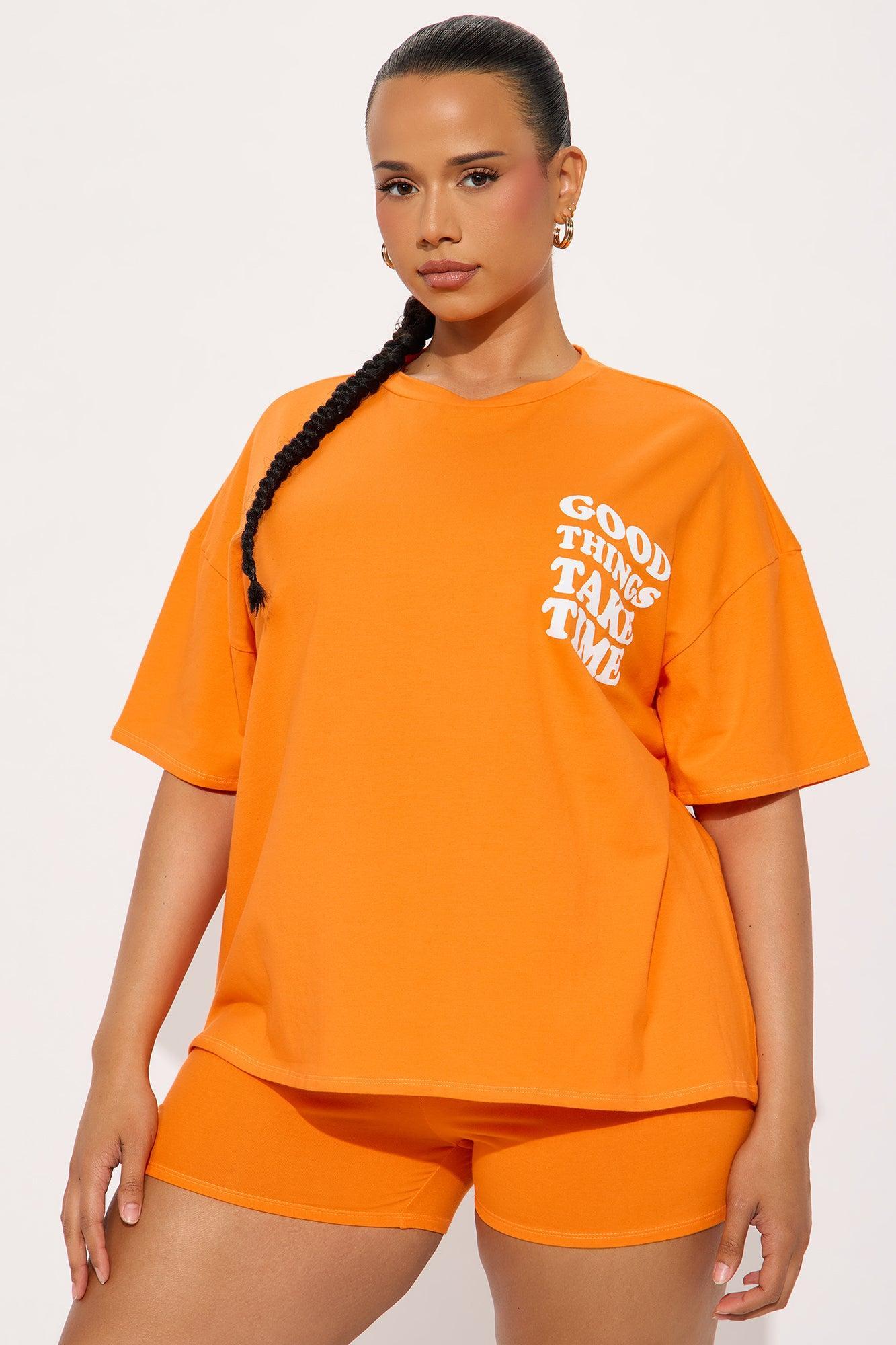 Good Things Take Time Biker Short Set - Orange Product Image