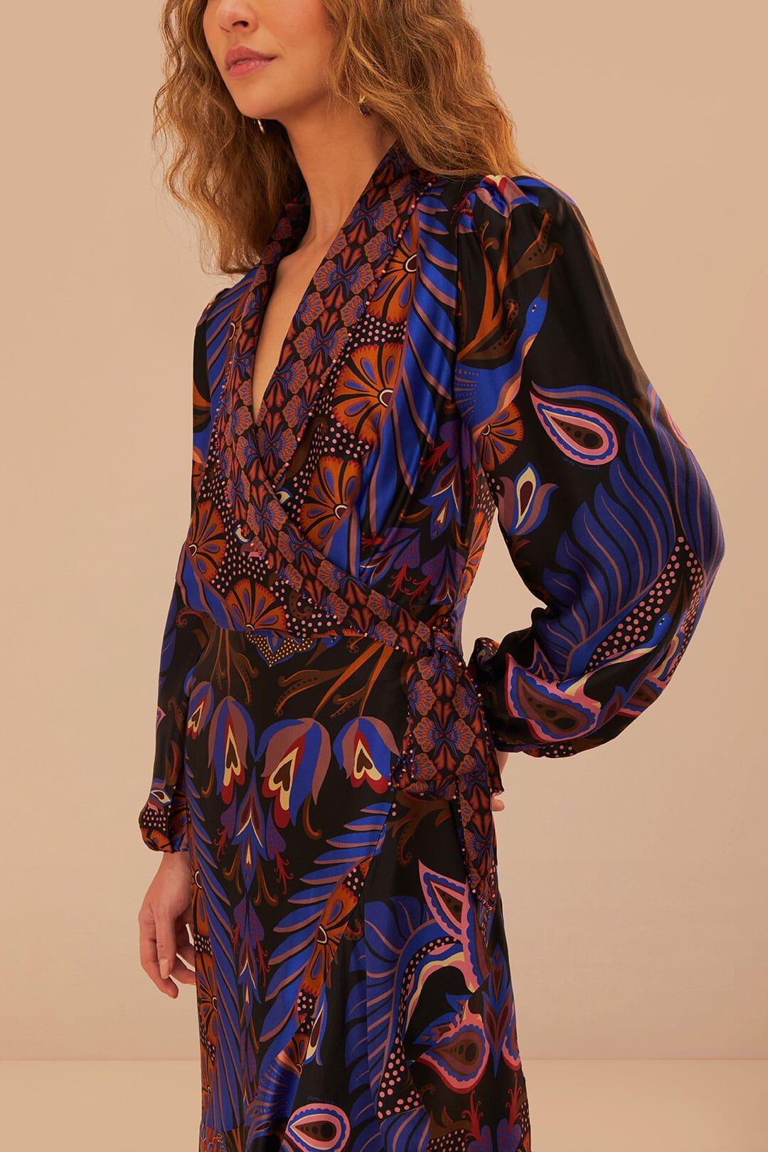 Heart Forest Black Long Sleeve Midi Dress, HEART FOREST BLACK / XS Product Image
