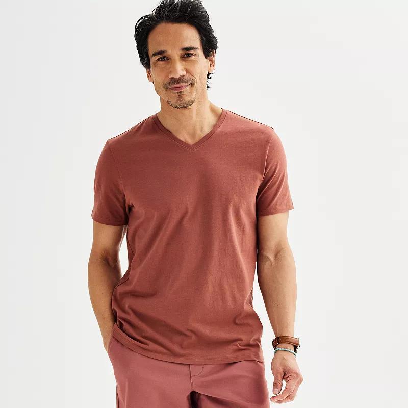 Men's Apt. 9® Premier Flex Short Sleeve V-Neck Tee, Size: Small, Gray Inlay Product Image