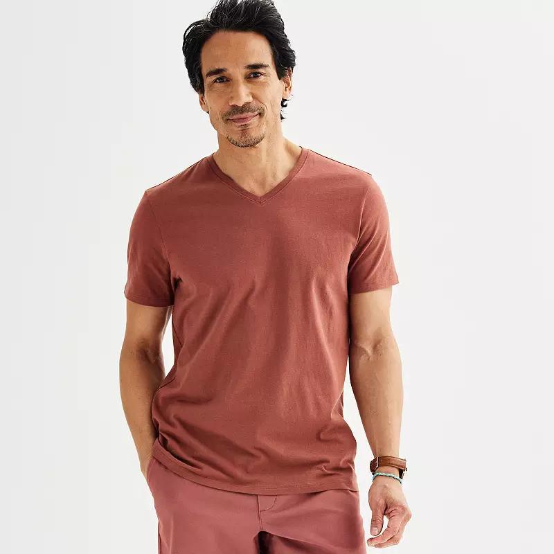 Men's Apt. 9® Premier Flex Short Sleeve V-Neck Tee, Size: Small, Gray Inlay Product Image