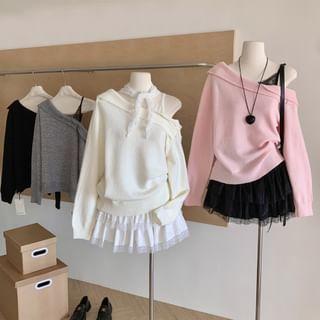 Mock Two-Piece Off Shoulder Sweater Product Image