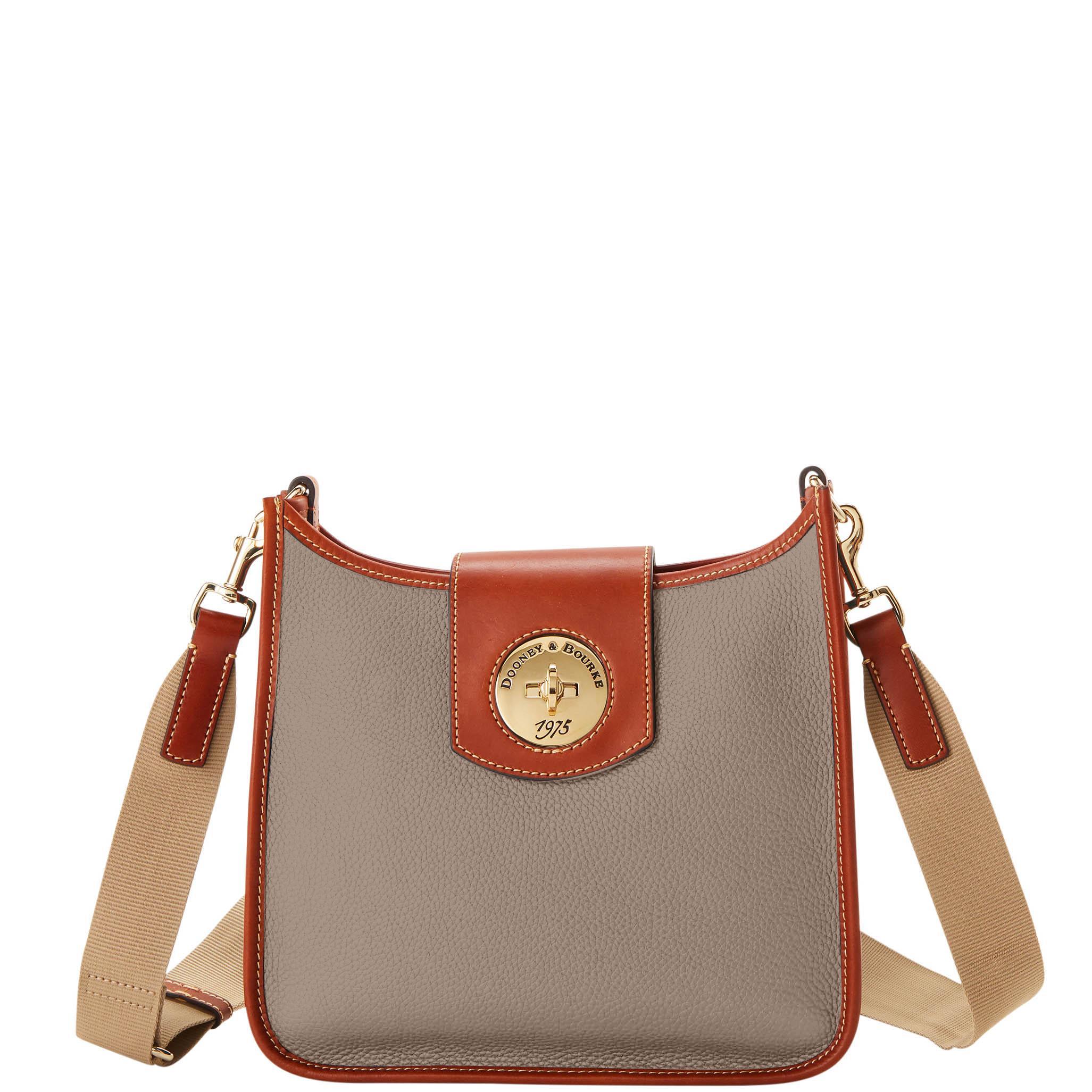 Dooney & Bourke Womens Pebble Turnlock Leather Messenger 28 Bag in Taupe Product Image