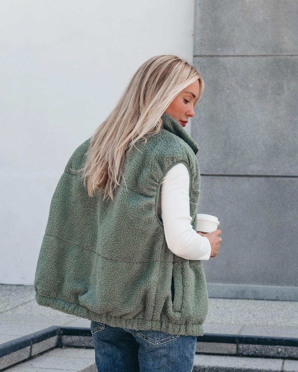 Mountainside Zip Up Fleece Vest - Sage - FINAL SALE Product Image