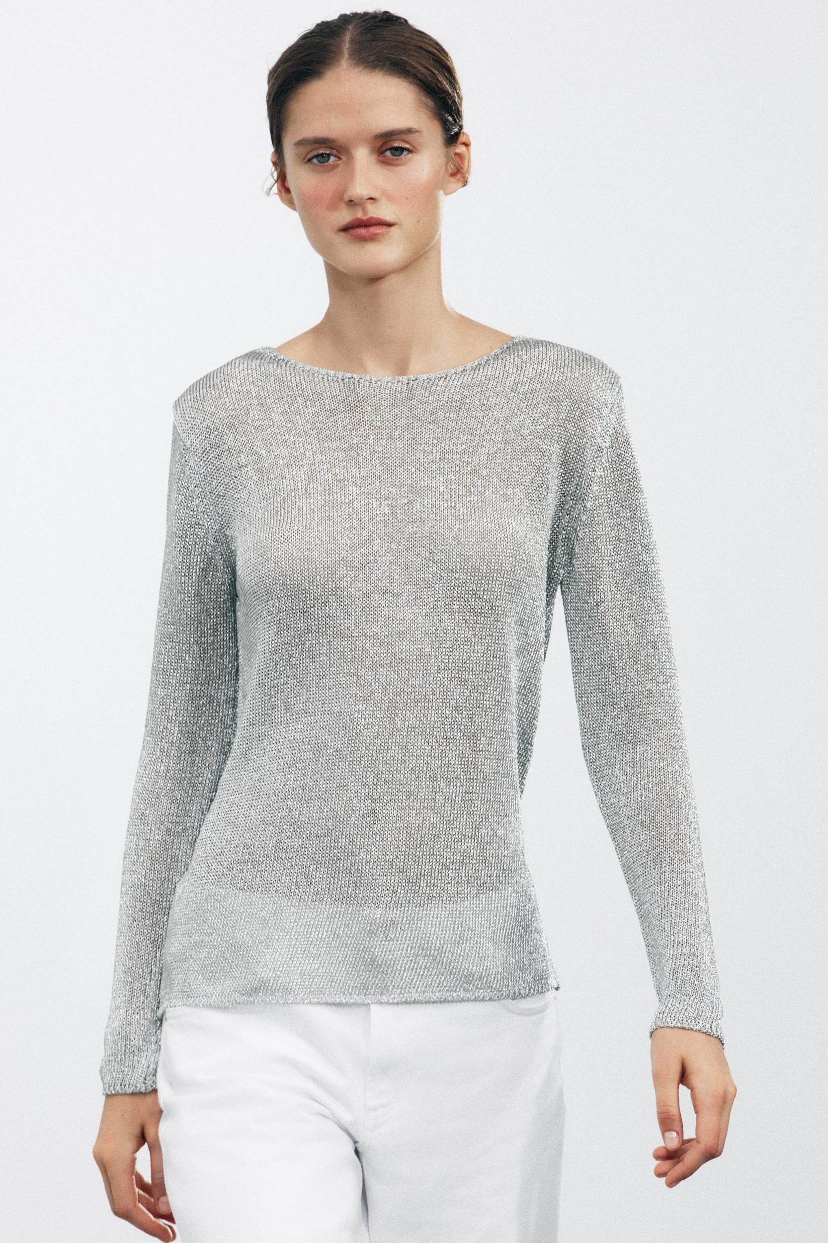 METALLIC KNIT SWEATER Product Image