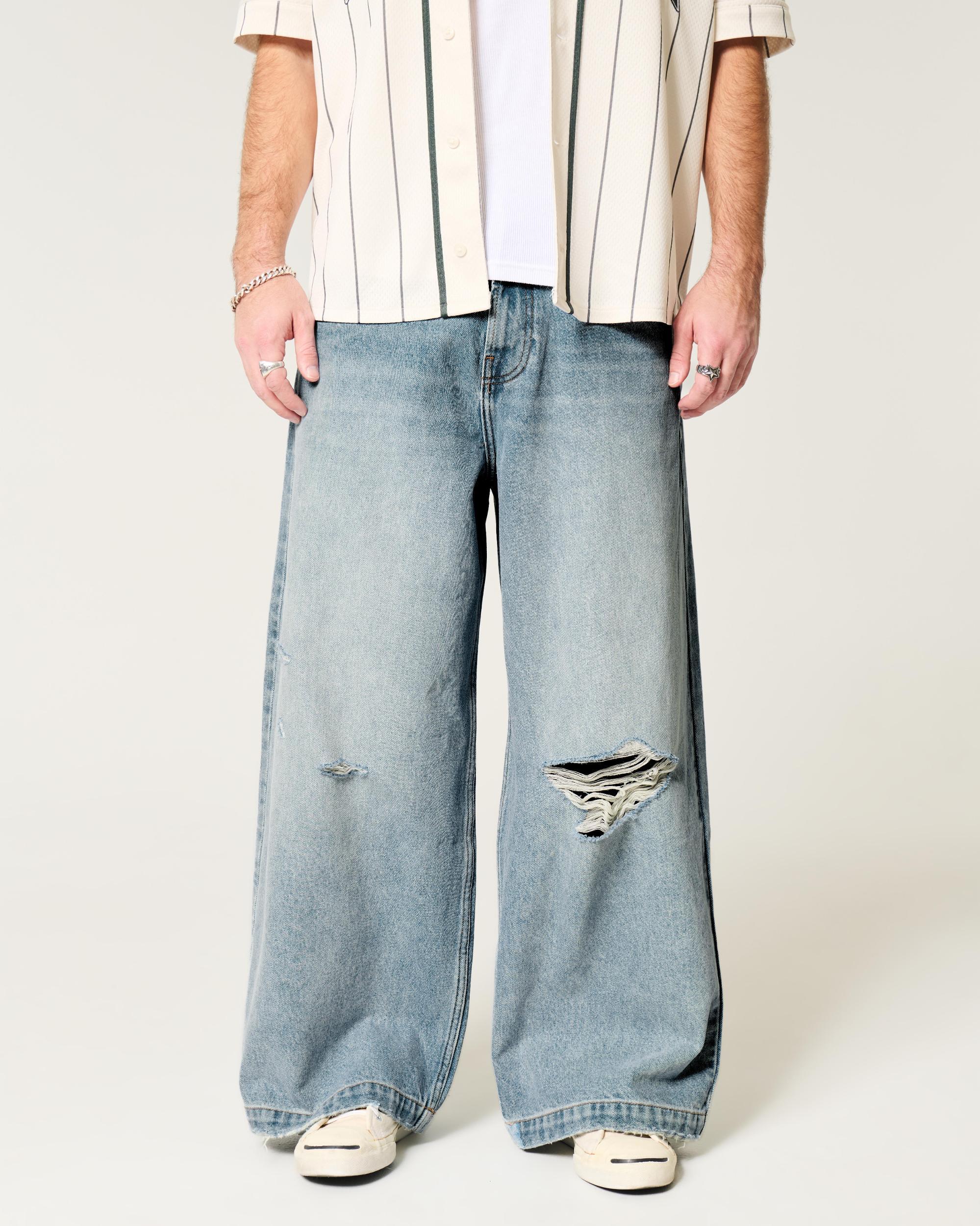 Ripped Light Wash Extreme Baggy Jeans Product Image