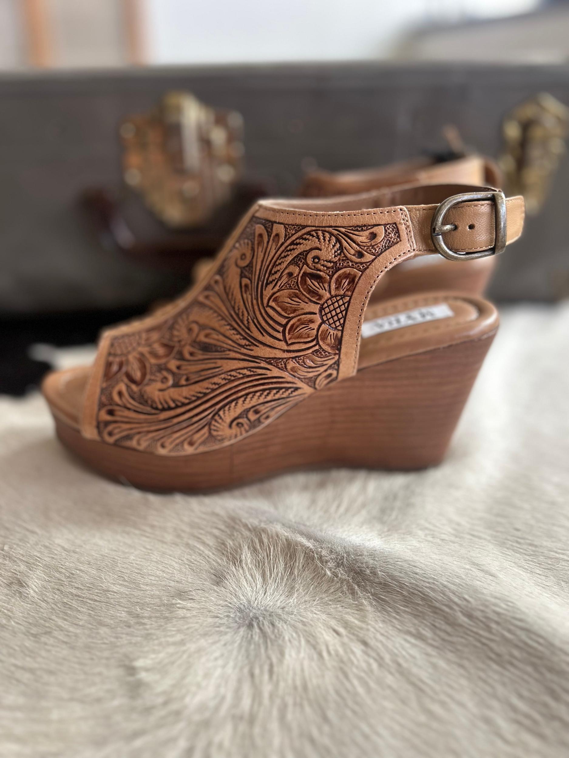Myra Mila's Trail Tooled Wedge Sandals Product Image