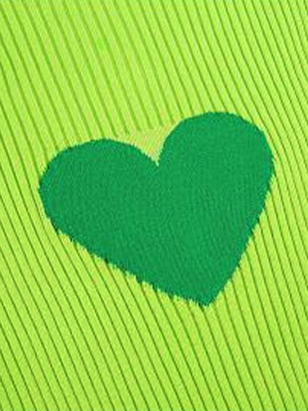 Knit Heart Print Slim Sweater Product Image