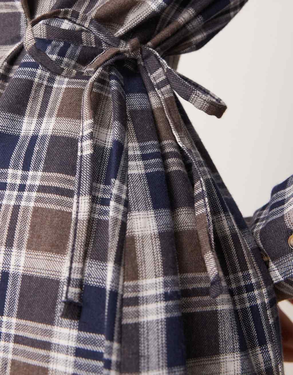 ASOS DESIGN oversized cinch waist shirt in brushed plaid Product Image
