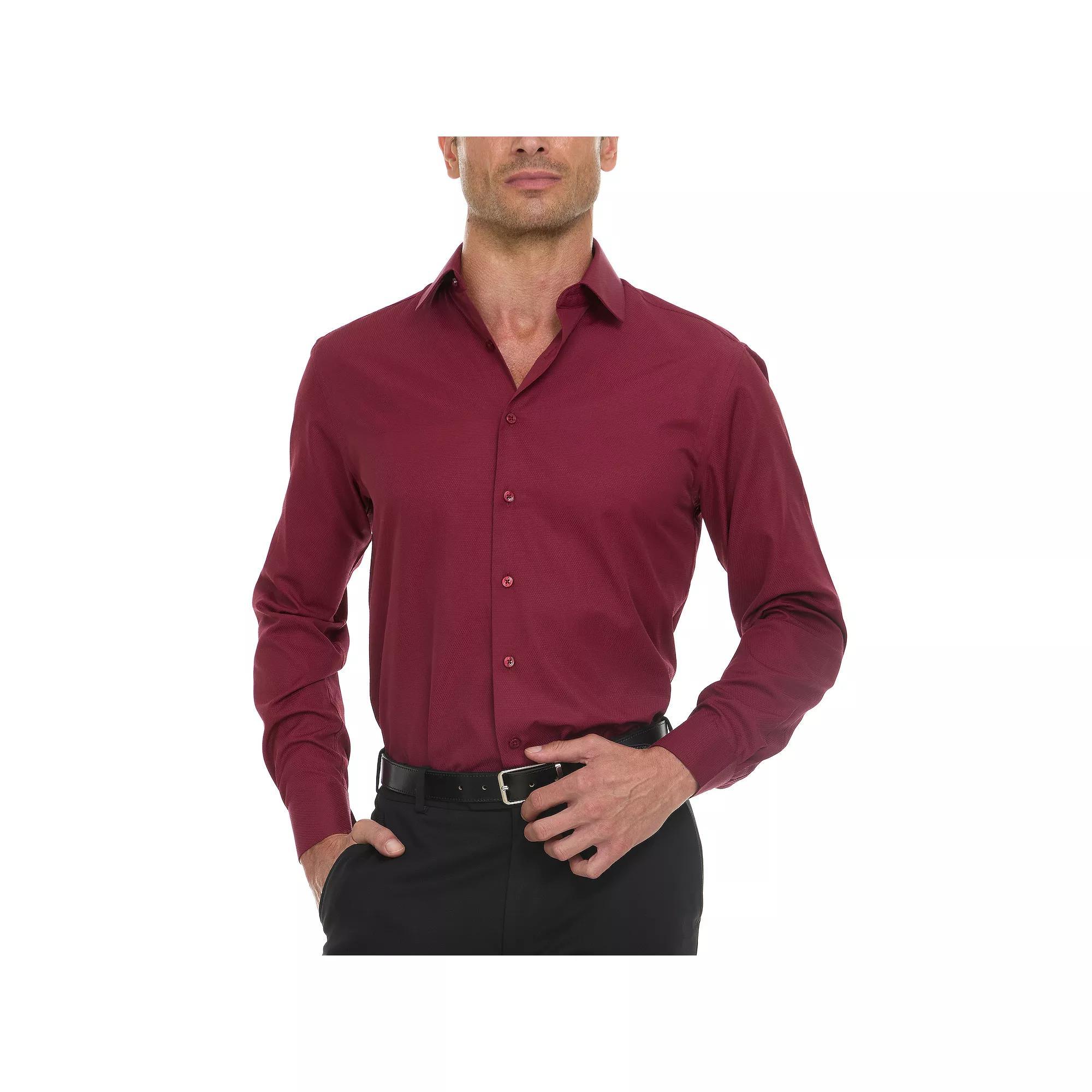Men's Ben Sherman Slim-Fit Dress Shirt, Size: Small 32-33, Red Teardrop Dobby Product Image