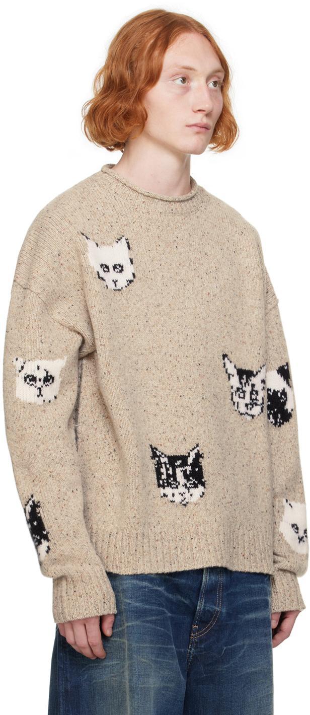 ACNE STUDIOS Kuelu Wool-blend Jacquard Sweater In Beige Product Image