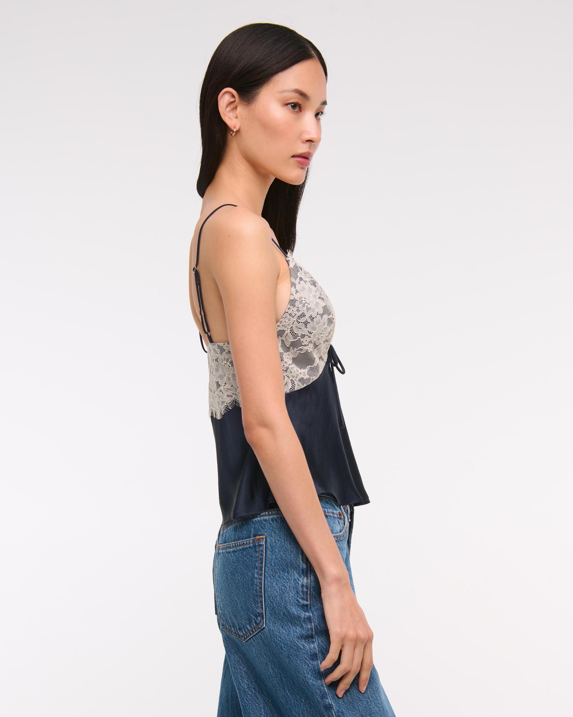 Lace and Satin V-Neck Cami Product Image