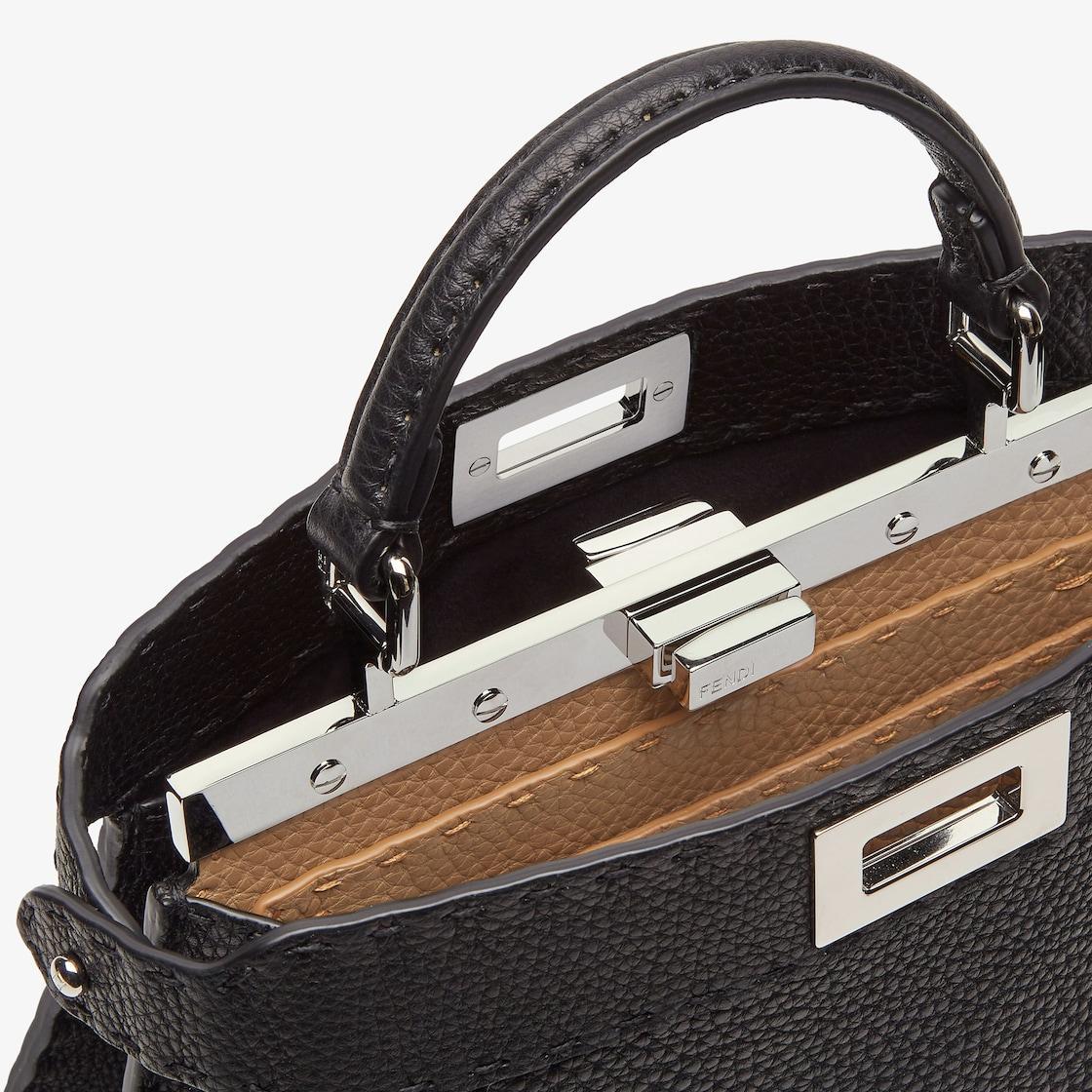 Peekaboo ISeeU SmallBlack Selleria bag with 1254 hand-sewn topstitches Product Image
