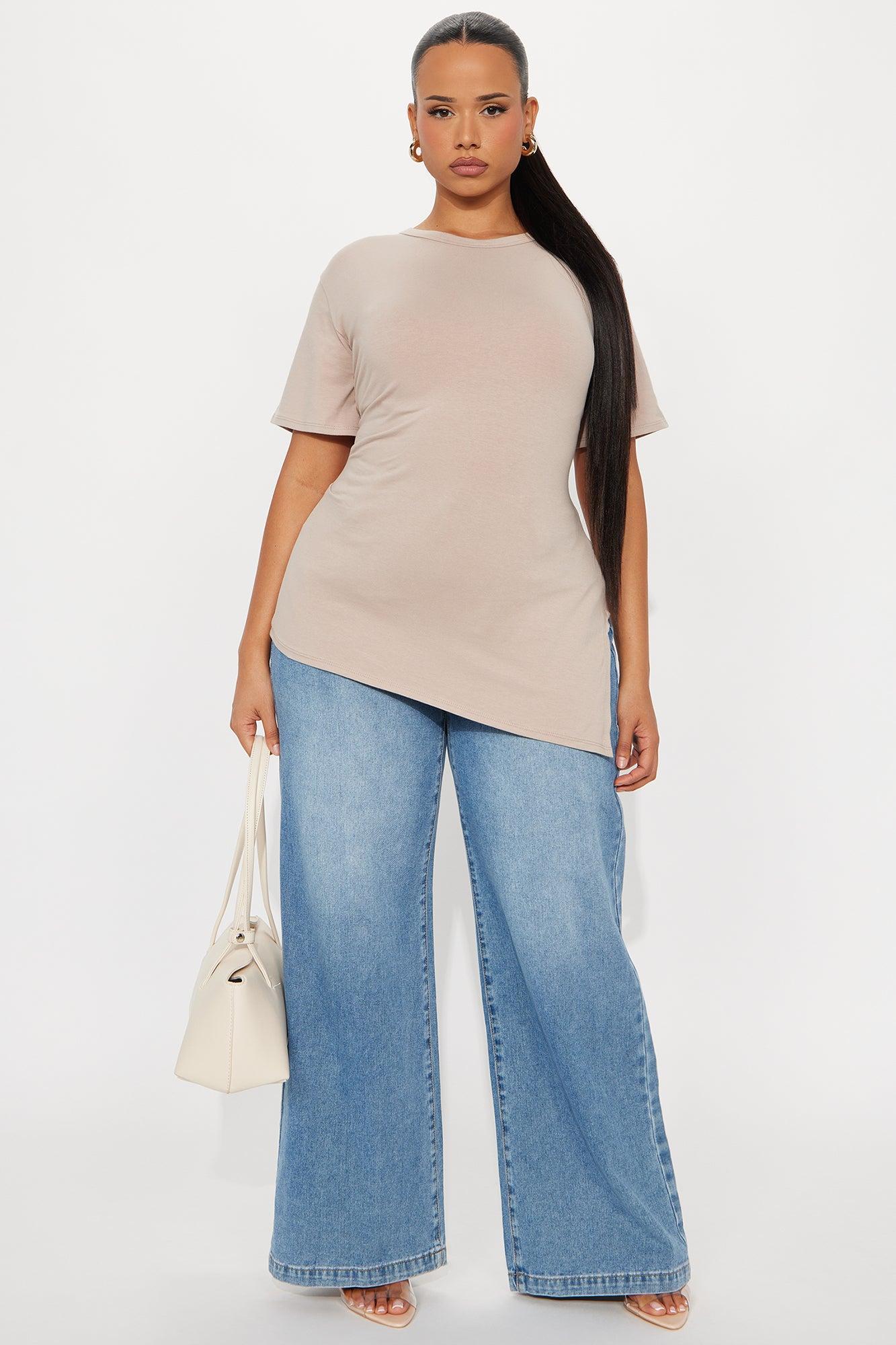 Roseline Short Sleeve Ruched Tshirt - Stone Product Image
