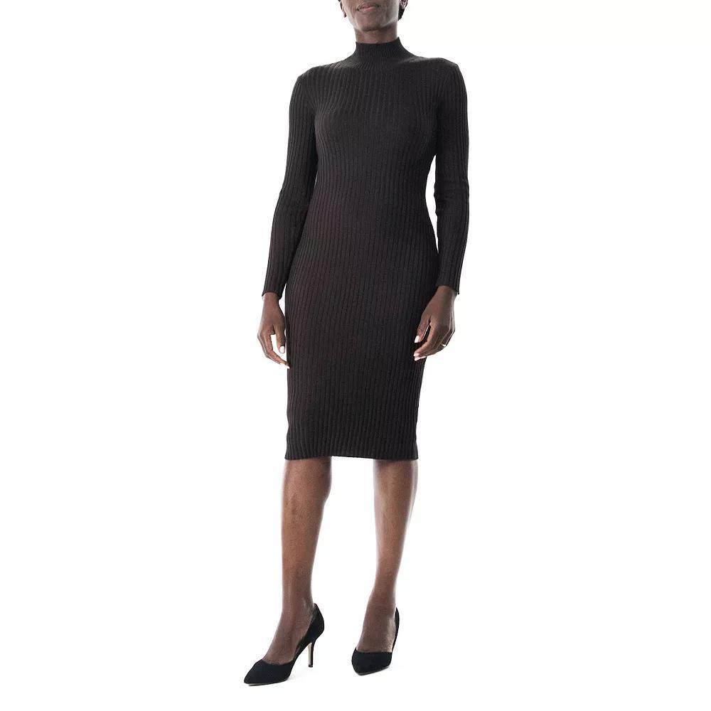 Women's Nina Leonard Striped Sweater Dress, Size: Small, Black  Ivory Product Image