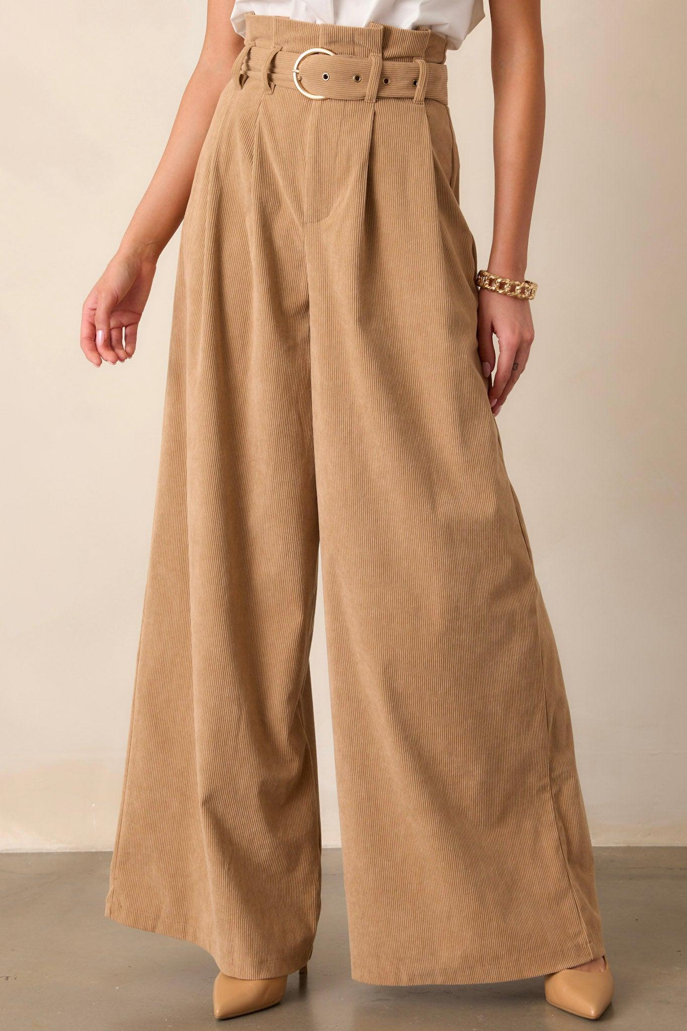 Keeping It Classy Tan Corduroy Pants Product Image