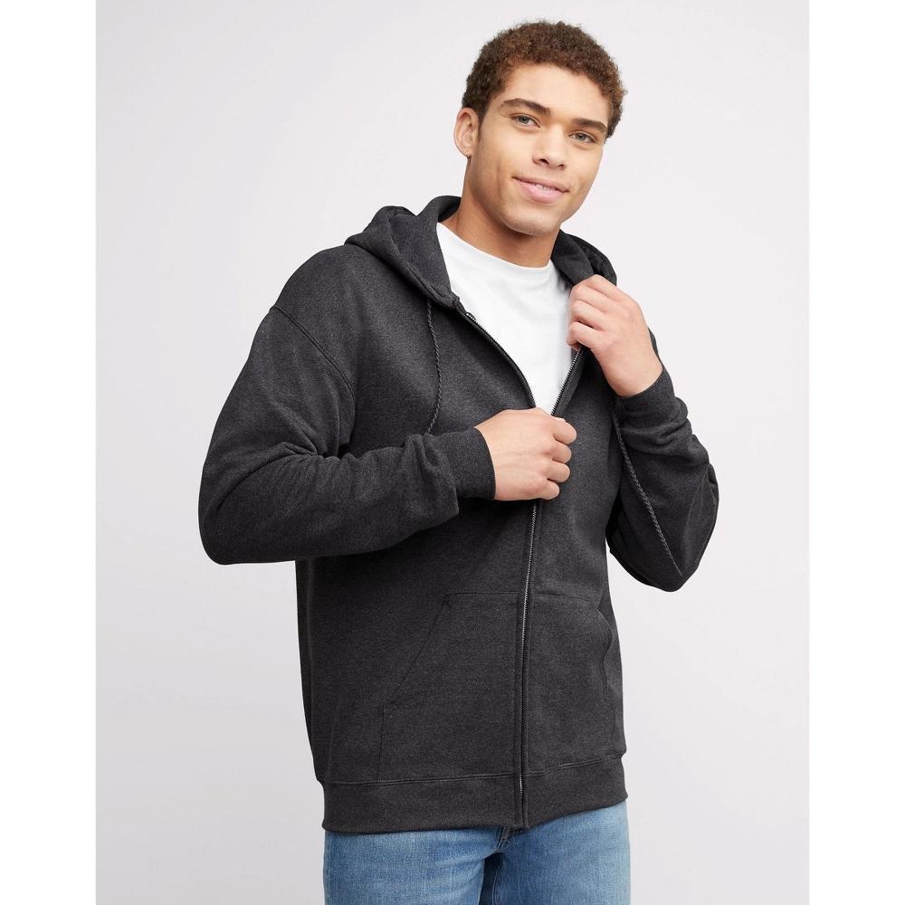 Men's Hanes Ultimate® Fleece Full-Zip Hoodie, Size: Large, Light Silver Product Image