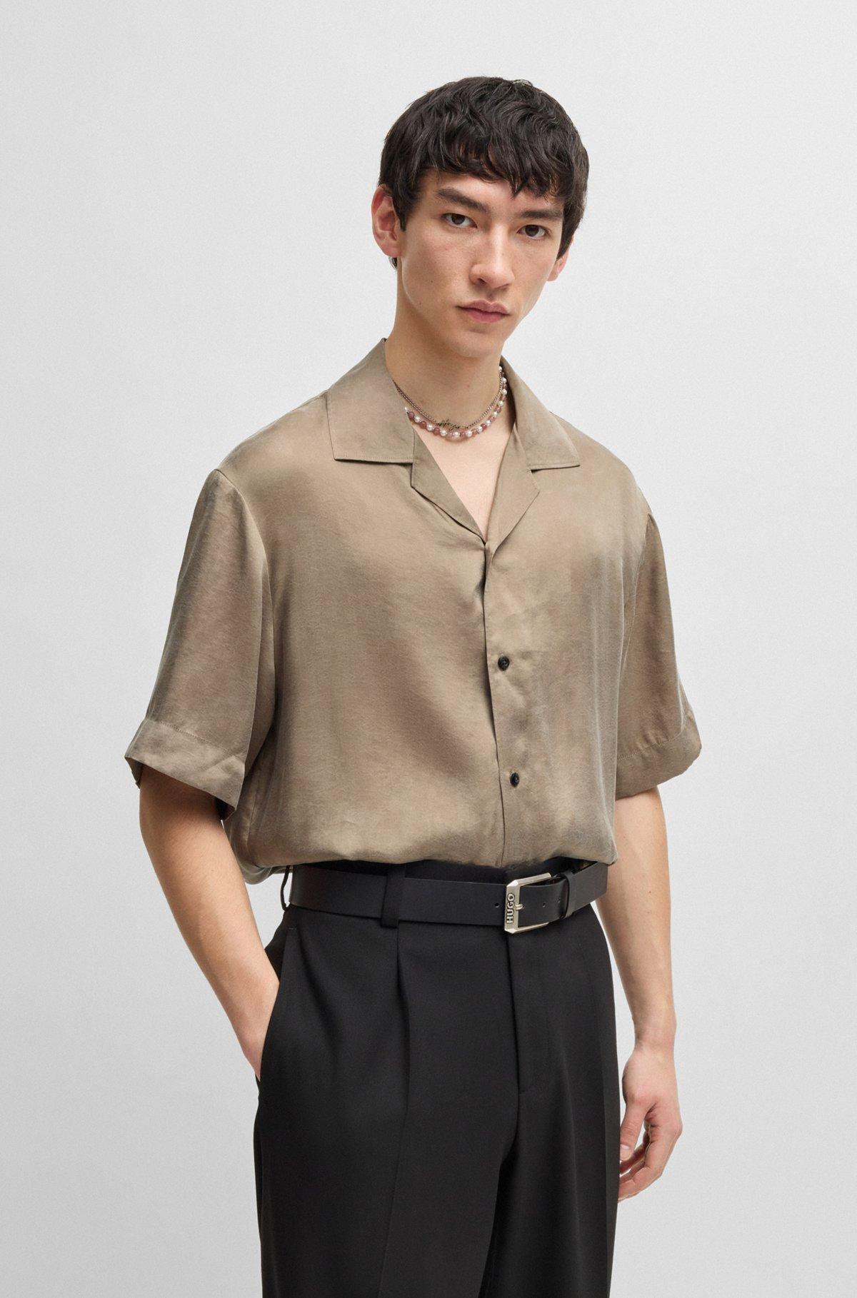 Loose-fit shirt in lustrous twill Product Image
