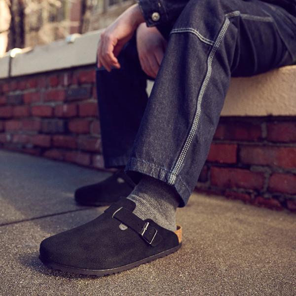 Birkenstock Mens Boston Suede Slide-On Soft Footbed Clogs Product Image