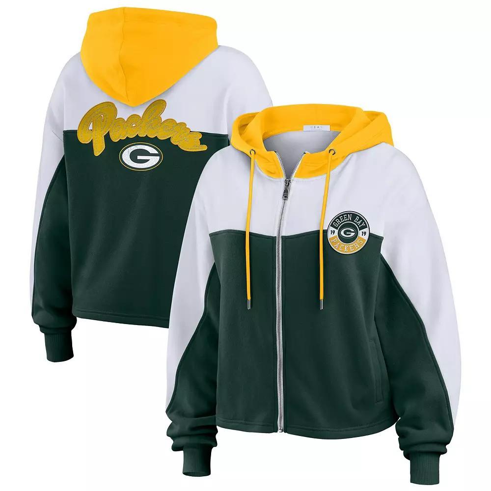Women's WEAR by Erin Andrews College Navy/White Seattle Seahawks Color Block Full-Zip Hoodie, Size: Small, Team Product Image